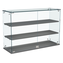 Витрина Истра настольная №29-ДП с прямыми полками из ДСП, Темно-Серый