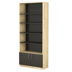 Стеллаж из ДСП с 4-мя полками 350x900 мм серии LEVEL-4 №13 (З/C - ДВП), Дуб Сонома + Черный