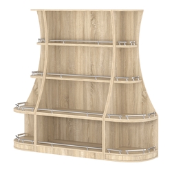 Пристенный низкий стеллаж ГАРАНТ №1-О с ограничителями, Дуб Сонома