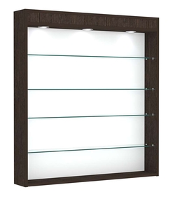 Витрина настенная №4-3Г открытая с четырьмя полками и фризом, Дуб Венге