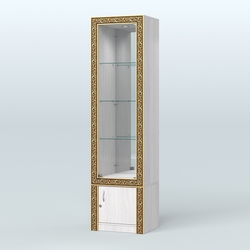 Витрина зеркальная с декором №ВБА-4, Ясень Анкор светлый