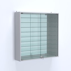 Витрина настенная №204-6А зеркальная с девятью полками, Серый