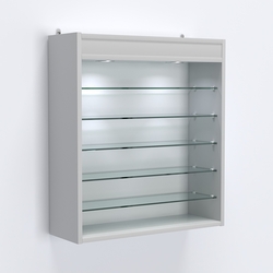 Витрина настенная №201-7Г открытая с пятью полками и верхним светом, Серый