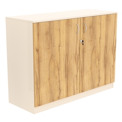 Тумба T-23 1200мм (H-900мм, с распашными дверцами и полкой), Крем Вайс и Дуб Золотистый