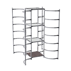 Хромированное вешало ДУГА №4-4 с зеркальными полками 4 мм, Ясень Анкор темный - U31105