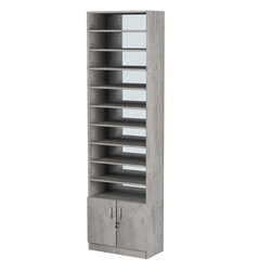 Стеллаж из ДСП с 9-ю полками 300x600 мм серии LEVEL-9 №5-2 (З/C - ЗЕРКАЛО), Бетон Чикаго светло-серый F186 ST9