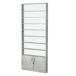 Стеллаж из ДСП с 8-ю полками 100x900 мм серии LEVEL-8 №8-1 (З/C - СТЕКЛО), Метрополитан Грей