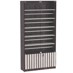 Витрина серии "Смок" №1-ДП-1000 (с доп. полками), Ясень Анкор темный + Ясень Анкор светлый