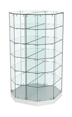 Стеклянная островная низкая с пятью полками витрина Хит Продаж №855-О, Серый