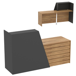 Стойка ресепшен ГРАУНД №1А правосторонняя, Черный + Дуб Канзас коричневый