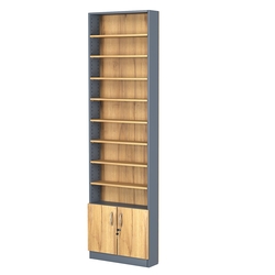 Стеллаж из ДСП с 8-ю полками 150x600 мм серии LEVEL-8 №2 (З/C - ДВП), Темно-серый и Дуб Золотистый