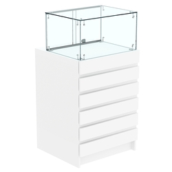 Торговый прилавок с прозрачной витриной и фасадным декором №5Э-14, Белый