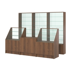 Комплект витрин с регулировочными полками NE-6 №12-1 и прилавков ЭК-7, Орех