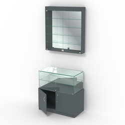 Комбинированный прилавок-витрина с зеркалами КПВ-01-04, Темно-Серый