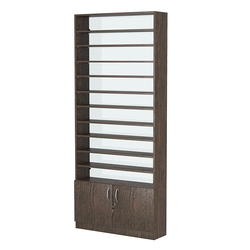 Стеллаж из ДСП с 10-ю полками 250x900 мм серии LEVEL-10 №11-1 (З/C - СТЕКЛО), Дуб Венге