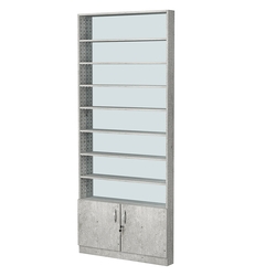 Стеллаж из ДСП с 7-ю полками 100x900 мм серии LEVEL-7 №8-2 (З/C - ЗЕРКАЛО), Метрополитан Грей