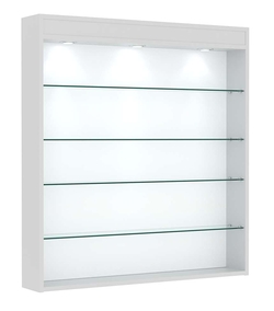 Витрина настенная №4-3Г открытая с четырьмя полками и фризом, Серый