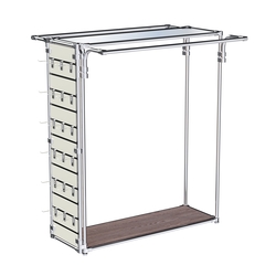 Хромированный стенд-вешало ETD-11 №1-4 (торец-ЭП) с полкой Зеркало 4мм, Ясень Анкор темный
