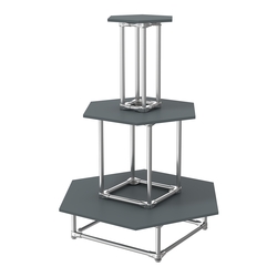 Торговый хромированный остров ПИРАМИДА №7 (полки ДСП 16мм), Темно-Серый