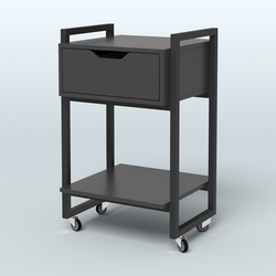 Тумба Европа мобильная с ящиком и полкой, Черный