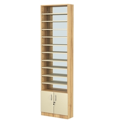 Стеллаж из ДСП с 10-ю полками 200x600 мм серии LEVEL-10 №3-2 (З/C - ЗЕРКАЛО), Дуб Золотистый и Крем Вайс