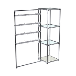 Хромированное вешало ШТАНГА №1-1 с полками стекло 6 мм, Белый