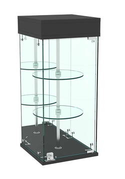 Витрина РОТАЦИЯ настольная с вращающимися полками №25-2 (задняя стенка - зеркало), Черный