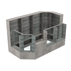 Торговый угловой островок ГРАЦИЯ №6 (открытый) (6.09 кв.м), Бетон Чикаго светло-серый F186 ST9