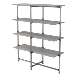 Хромированный стенд Прогресс №1-4 (с полками ДСП 16мм), Бетон Чикаго светло-серый F186 ST9