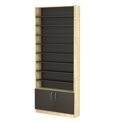 Стеллаж из ДСП с 8-ю полками 200x900 мм серии LEVEL-8 №10 (З/C - ДВП), Дуб Сонома + Черный