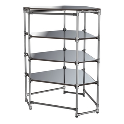 Хромированный стенд Прогресс №3-5 (с полками Зеркало 4мм), Дуб Венге