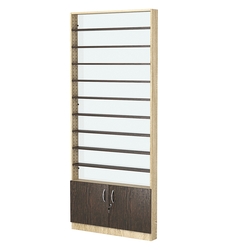 Стеллаж из ДСП с 10-ю полками 100x900 мм серии LEVEL-10 №8-1 (З/C - СТЕКЛО), Дуб Сонома + Дуб Венге