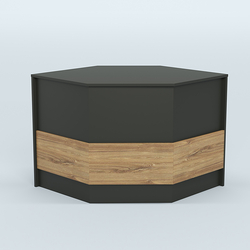 Стол-ресепшен серии ПРАЙМ №3Б угловой, Черный + Дуб Канзас Коричневый