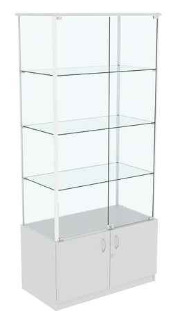 Витрина ЛЮКС с задней стенкой из стекла №2 без подсветки , Серый