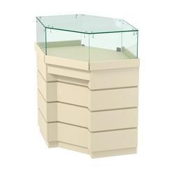 Торговый прилавок угловой внешний с утопленным фасадом №УФ-5, Крем Вайс