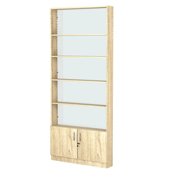 Стеллаж из ДСП с 4-мя полками 150x900 мм серии LEVEL-4 №9-1 (З/C - СТЕКЛО), Дуб Сонома