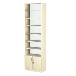 Стеллаж из ДСП с 6-ю полками 300x600 мм серии LEVEL-6 №5-1 (З/C - СТЕКЛО), Крем Вайс