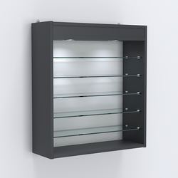 Витрина настенная №201-7Г открытая с пятью полками и верхним светом, Антрацит