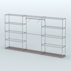 Торговая система ХРОМ без ДСП 3600 мм с прозрачными полками и поручнями №9, Ясень Анкор темный