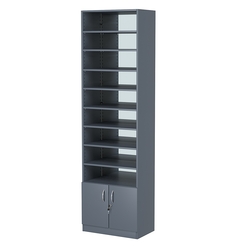 Стеллаж из ДСП с 8-ю полками 350x600 мм серии LEVEL-8 №6-2 (З/C - ЗЕРКАЛО), Темно-Серый