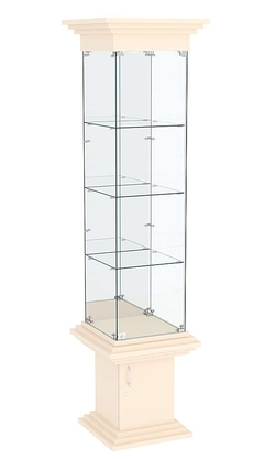 Витрина стаканчик с зеркалом и тремя полками КОЛОСС №4, Крем Вайс