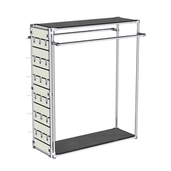 Хромированный стенд-вешало ETD-38 №1-3 (торец-ЭП) с полками ДСП 16мм, Антрацит