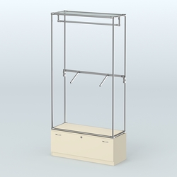 Торговая система ХРОМ без ДСП 1200 мм №2-1 с тумбой Т-11 и поручнями, Крем Вайс