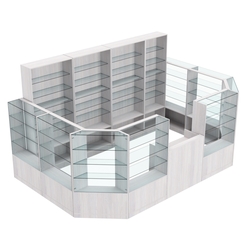 Торговый пристенный островок ГРАЦИЯ №12 (открытый) (9.62 кв.м), Ясень Анкор светлый