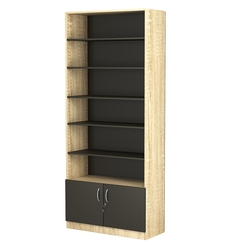 Стеллаж из ДСП с 5-ю полками 400x900 мм серии LEVEL-5 №14 (З/C - ДВП), Дуб Сонома + Черный