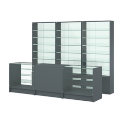 Комплект витрин с наклонными полками SL-6 №12-1 и прилавков ЭК-4, Темно-Серый