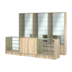 Комплект витрин с регулировочными полками NE-6 №12-2 и прилавков ЭК-4, Дуб сонома