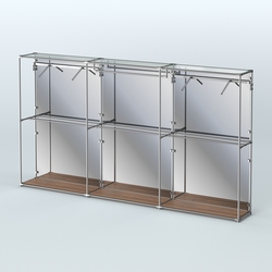 Торговая система ХРОМ (задняя стенка - зеркало) 3600 мм с поручнями №3, Орех