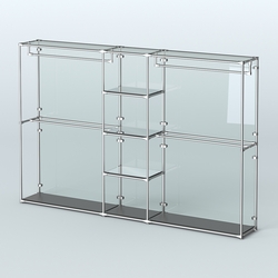 Торговая система ХРОМ (задняя стенка - стекло) 3600 мм с зеркальными полками и поручнями №4, Черный