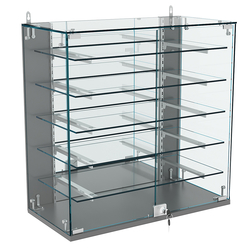 Витрина настенная НЕО №1-4 с зеркалом и пятью полками, Темно-Серый